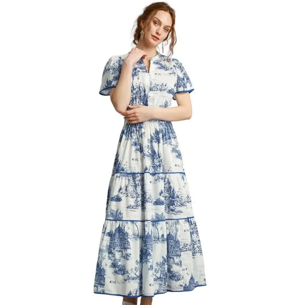 Umgee Scenic Toile Smocked Waist Maxi Dress - Picture 1 of 3